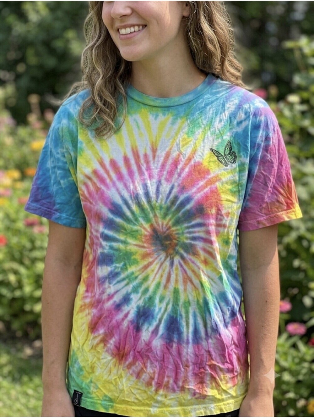 Grassroots Tie-Dye Graphic T-Shirt - Rainbow Swirl Size Large